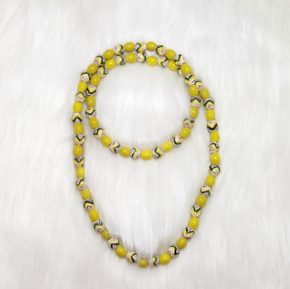Jewelry - Yellow Ceramic Hand Painted Beaded Necklace